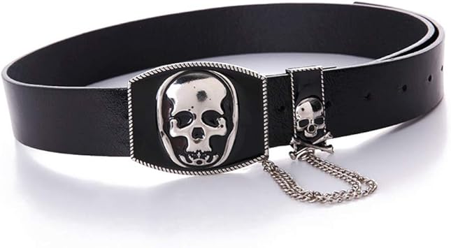 小物 skull buckle black leather belt Y2K punk Designer Punk Belts For Women High Quality Luxury Brand